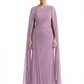 Elegant Asymmetric Neck Long A-Line Chiffon Mother of the Brides Dresses Mom Outfit with Cape