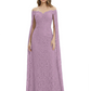 Elegant Mother of the Groom Gown Floral Lace Embroidered Formal Dress with Cape
