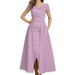 Formal Floor-Length Mother of the Bride Gown Satin Maxi Dress with Slit Off Shoulder