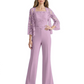 Mother of the Bride Jumpsuit with Lace Jacket 3/4 Sleeve Formal Pant Suit