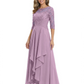 3/4 Sleeve Mother of the Bride Dress with Lace Embroidery High-Low Hem 2026
