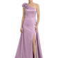 One Shoulder Mother of the Bride Dress with 3D Floral Detail Formal Dress A-Line Gowns with Slit
