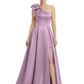 Luxury Bow Black Formal Dress One-Shoulder A-Line Gowns with Sexy Side Slit 2026