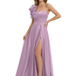 Elegant Mother of the Groom Dress A-Line Satin Formal Gown with High Slit Ruched Bodice