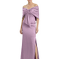 Formal Floor-Length Mother of the Bride Gown Satin Maxi Dress with Bow Neckline
