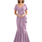 Satin Mother of the Bride Dress with Cascading Ruffles and Mermaid Tail V-Neck