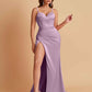 Simple Soft Satin Mermaid V-neck Floor-Length Mermaid Bridesmaid Dresses