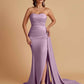 Simple Soft Satin Mermaid Strapless Floor-Length Mermaid Bridesmaid Dresses