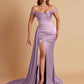Sexy Soft Satin Sweetheart Off-the-shoulder Strapless Side-Slit Mermaid Bridesmaid Dresses