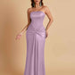 Sexy Soft Satin Mermaid Strapless Floor-Length Mermaid Bridesmaid Dresses