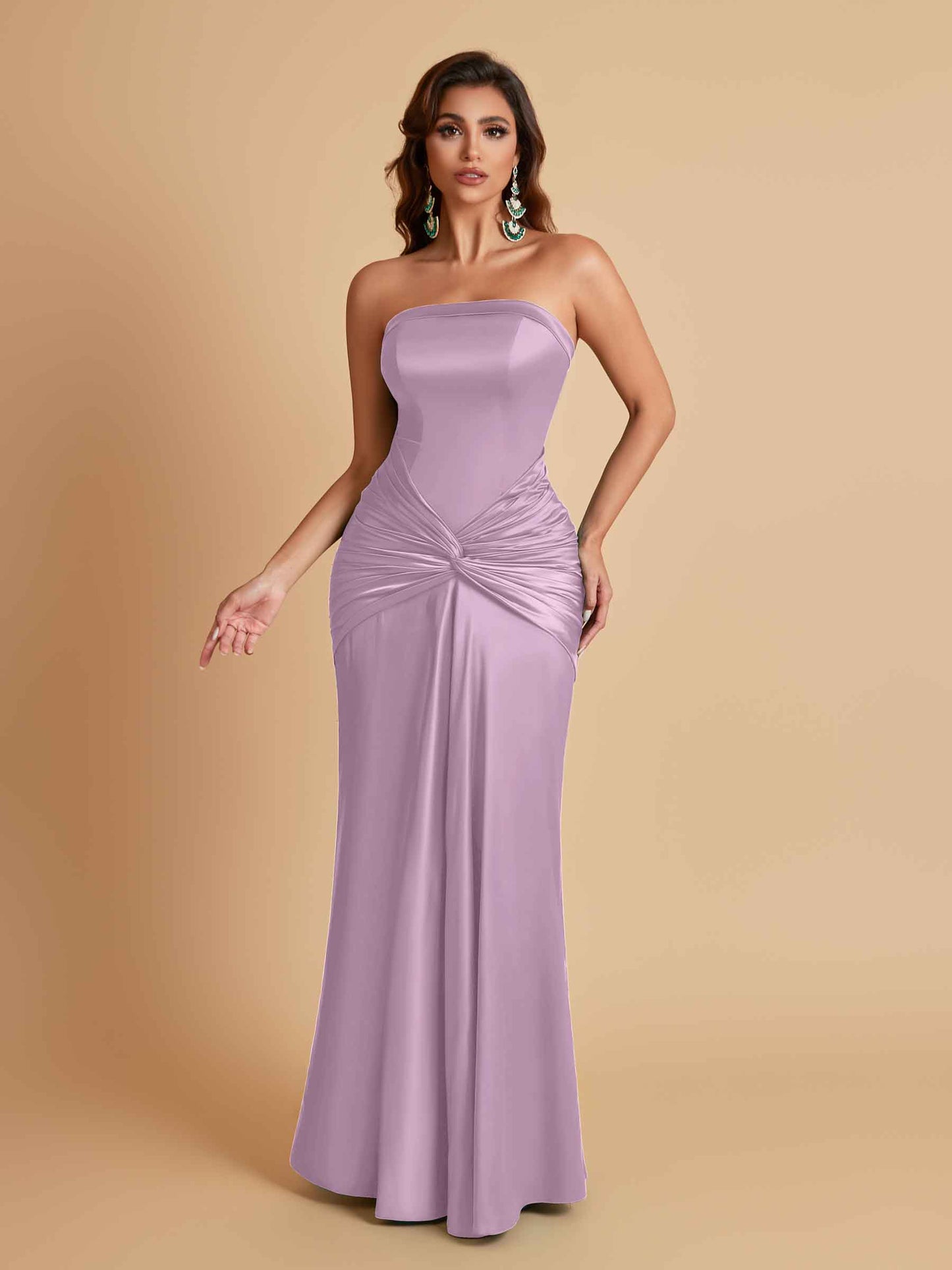 Sexy Soft Satin Mermaid Strapless Floor-Length Mermaid Bridesmaid Dresses