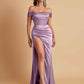 Sexy Off the Shoulder Soft Satin Side Slit Floor-Length Mermaid Bridesmaid Dresses