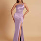 Sexy Soft Satin Mermaid One Shoulder Floor-Length Mermaid Bridesmaid Dresses