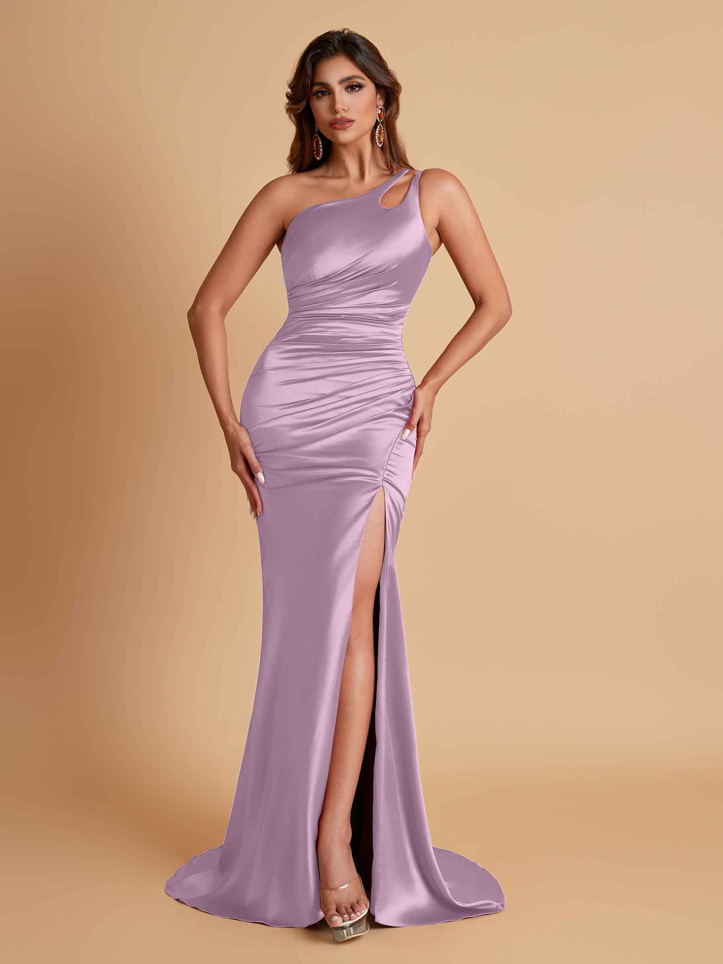 Sexy Soft Satin Mermaid One Shoulder Floor-Length Mermaid Bridesmaid Dresses
