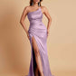 Gorgeous Strapless Soft Satin Side Slit Floor-Length Mermaid Bridesmaid Dresses