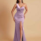 Gorgeous One Shoulder Soft Satin Side Slit Floor-Length Mermaid Bridesmaid Dresses