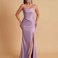 Gorgeous Spaghetti Straps Soft Satin Side Slit Floor-Length Mermaid Bridesmaid Dresses
