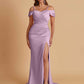 Sexy Soft Satin Mermaid Cold Shoulder Side Slit Floor-Length Bridesmaid Dresses Online