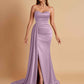Elegant Soft Satin Sweetheart Strapless Side-Slit Mermaid Bridesmaid Dresses