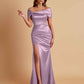Elegant Soft Satin Off-the-shoulder Side-Slit Mermaid Bridesmaid Dresses