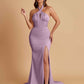 Elegant Soft Satin Mermaid Halter Side Slit Floor-Length Bridesmaid Dresses Online