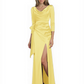 Elegant Evening Gowns Slit Trending Styles Satin Slit Formal Dress Cowl Neckline Gown Tie