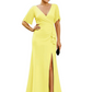 Elegant Evening Gown Trending V-Neck & Ruffle Detail Mother of Bride Outfits Slit