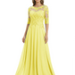Illusion Neck Mother of the Bride Dress Half Sleeve Lace Applique Gowns Chiffon