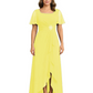 Formal High-Low Mother of the Bride Gown Sleeved Chiffon Maxi Dress Ruched Waist