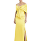 Formal Floor-Length Mother of the Bride Gown Satin Maxi Dress with Bow Neckline