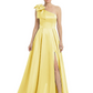 Luxury Bow Black Formal Dress One-Shoulder A-Line Gowns with Sexy Side Slit 2026