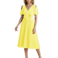 Wedding Formal Dress V-Neck Pleated Chiffon Gown with 3D Flower Accent Knee Length