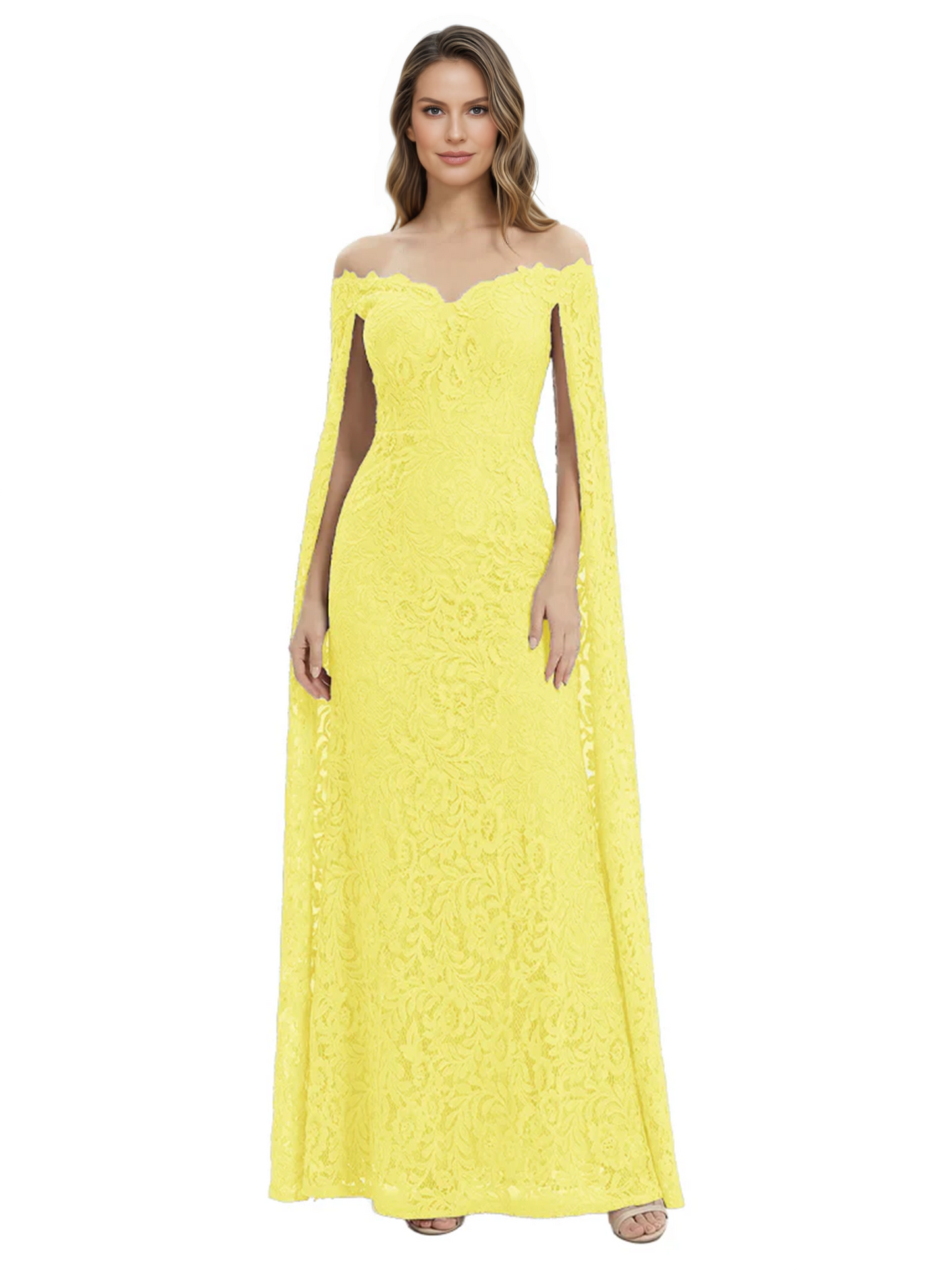 Elegant Mother of the Groom Gown Floral Lace Embroidered Formal Dress with Cape