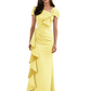 Elegant Mother of Bride Dress Formal Gowns Mermaid Ruffle Floor Length Asymmetric Neckline