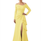 Elegant Mother of the Groom Dress Cascading Ruffle Satin Gown with High Slit Long Sleeves