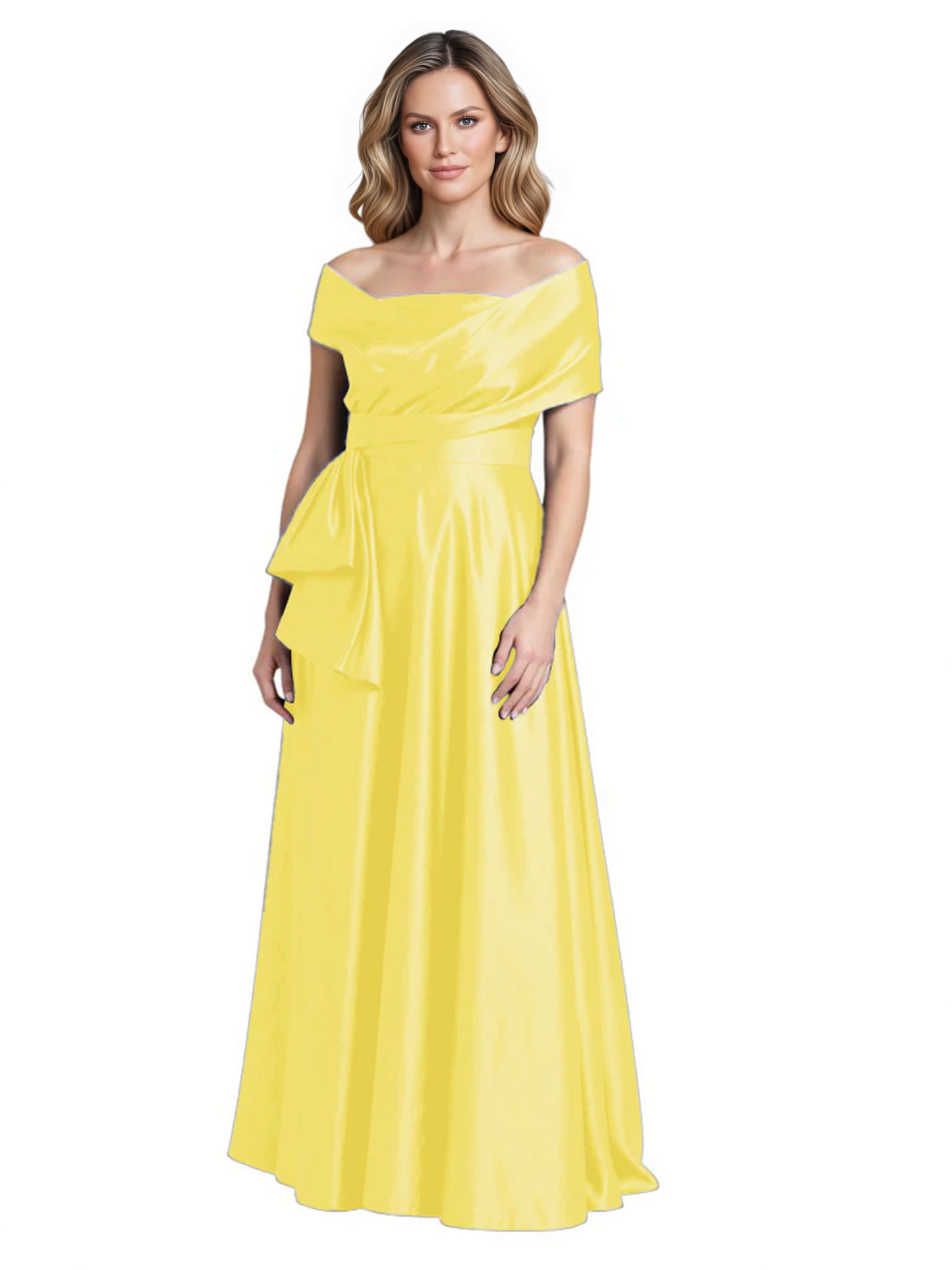 Formal Floor-Length Mother of the Bride Gown Sleeveless Satin Maxi Dress with Drape