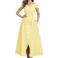 Formal Floor-Length Mother of the Bride Gown Satin Maxi Dress with Slit Off Shoulder