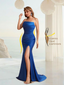 Elegant Satin Straight Neck Mermaid Side Slit Floor Length Bridesmaid Dresses