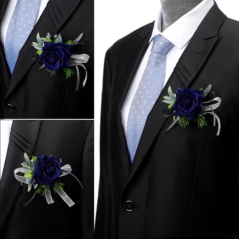 Mori Rose Bride and Groom Wrist Flower Brooch Wedding Sisters Group Hand Flower Groomsmen Group Corsage