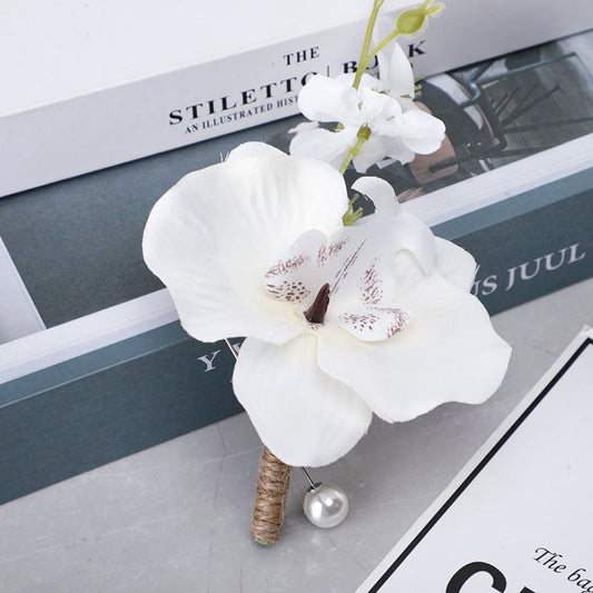 New Creative Phalaenopsis Men Corsage Outdoor Wedding Brooch Party Decorations