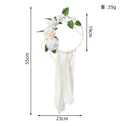New Home Simulation Gardening Decoration Wreath Tassel Hanging Decoration Creative Hand holding flower