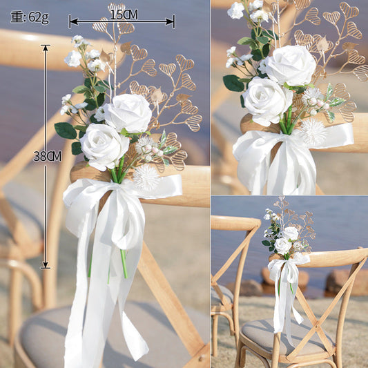 Western-style Outdoor Wedding Chair Back Flower Banquet Chair Decoration Flowers