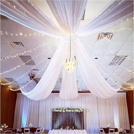 Indoor Wedding Ceremony Curtains Roof Decoration 100D Chiffon Wedding Ceiling Decoration, HCP49