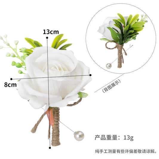 New Rose Corsage Wedding Men Groomsmen Brooch Outdoor Party Decoration