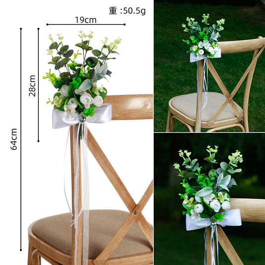 New Simulation Decorative Chair Back Flower Forest Eucalyptus Green Plant Outdoor Backrest Decorative Flower