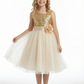 Sequin Bodice Flower Girl Dress with Sleeveless Round Neck and Tea Length Tulle A-Line Skirt
