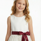 Classic A-Line Flower Girl Dress with Sleeveless Satin Bodice and Knee Length Tulle Skirt