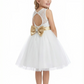 Tulle Tea Length Flower Girl Dress with Sleeveless Lace Bodice and A-Line Party Silhouette