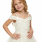 Off Shoulder Lace Flower Girl Gown Spaghetti Strap A-Line Floor Length Tulle Wedding Dress