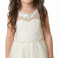 Illusion Neckline Flower Girl Dress Sleeveless A-Line Tea Length Tulle Formal Occasion Wear